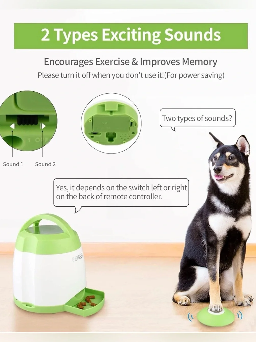 Dog Treat Dispenser w/ Button Automatic Dog Feeder Remote Control IQ Training